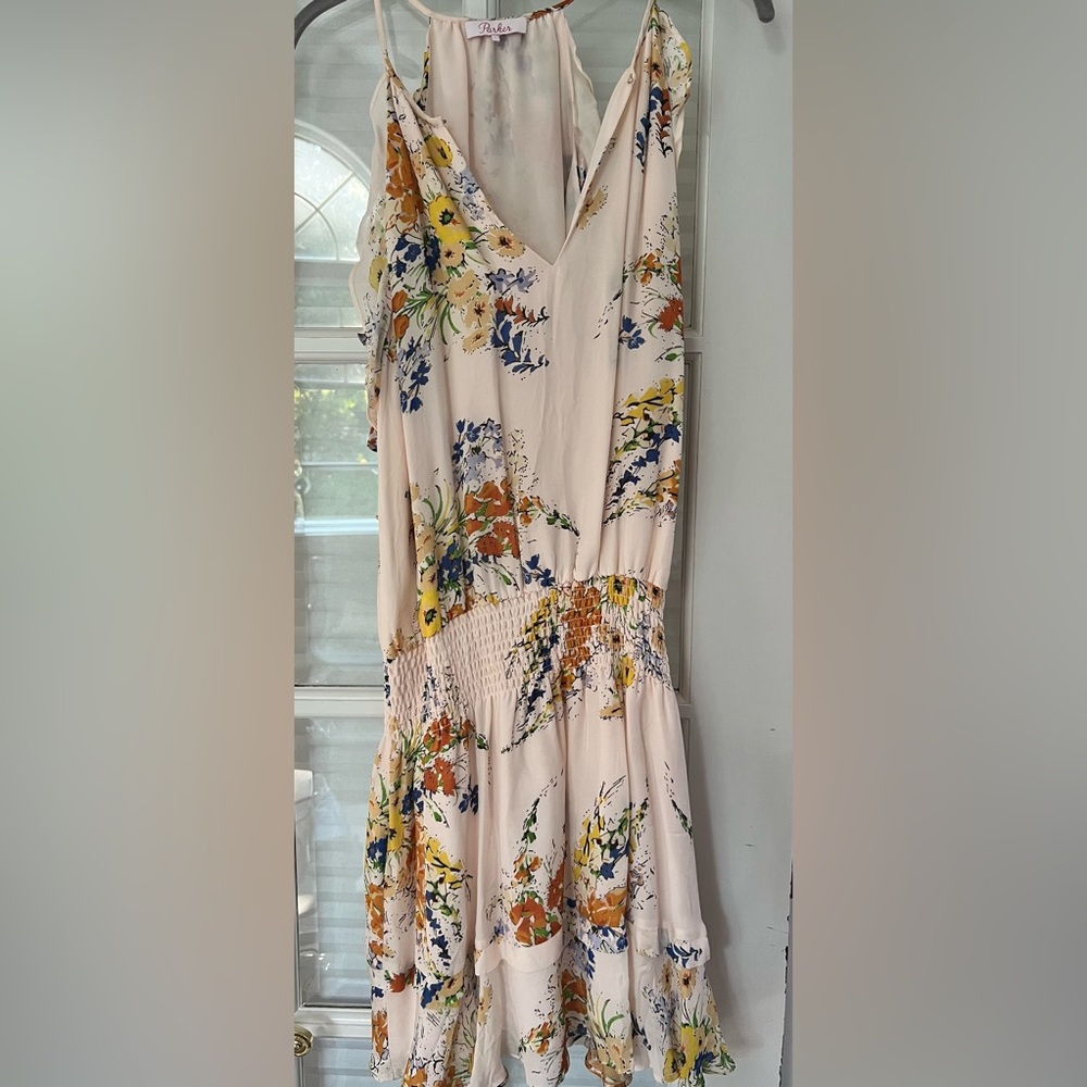 PARKER Williame - Womens Ivory Floral Sleeveless Above The Knee Sheath Dress